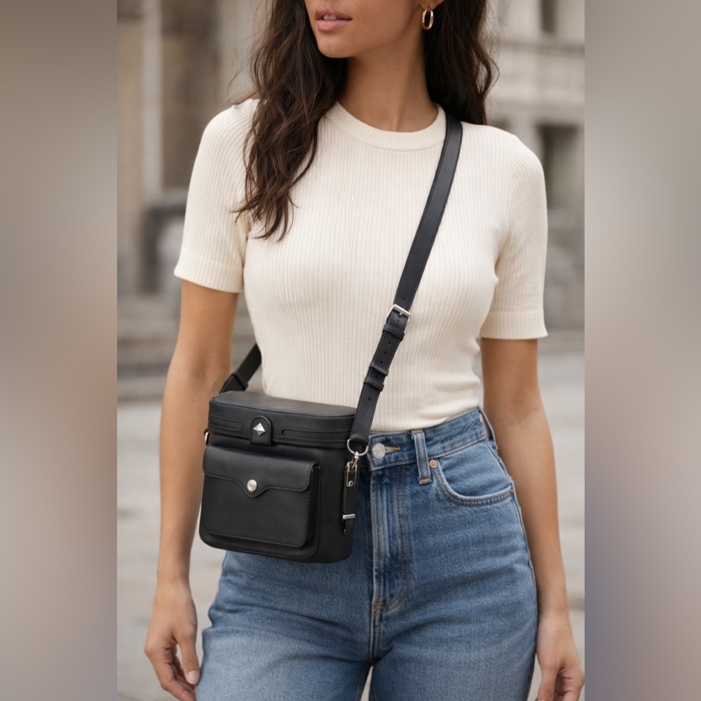 Rebecca Minkoff Craig Black Leather Camera Bag - Picture 2 of 16